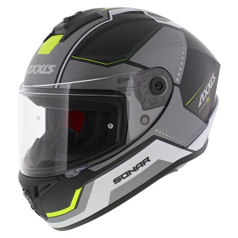 Axxis Draken S helm Sonar mat zwart grijs geel