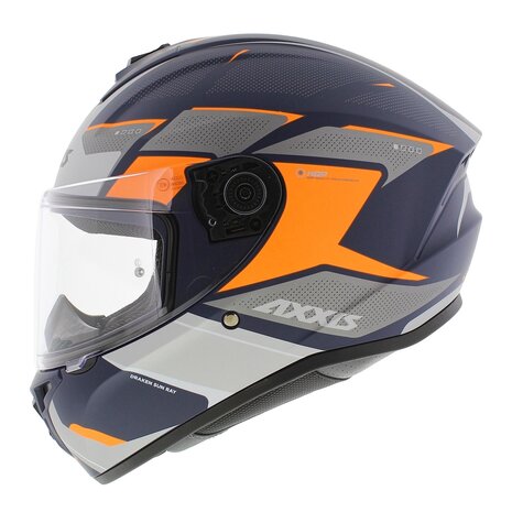 Axxis Draken S helm Sunray mat blauw grijs oranje