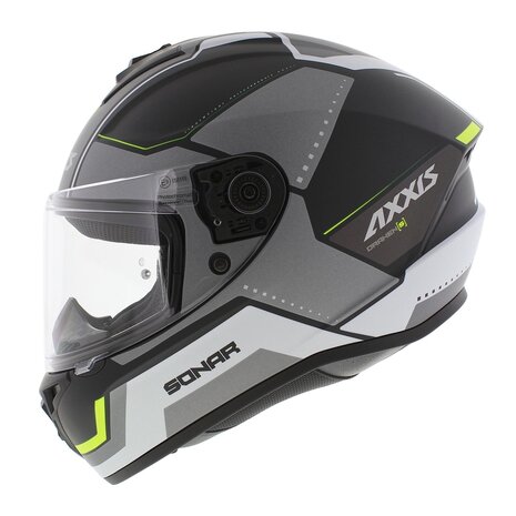 Axxis Draken S helm Sonar mat zwart grijs geel