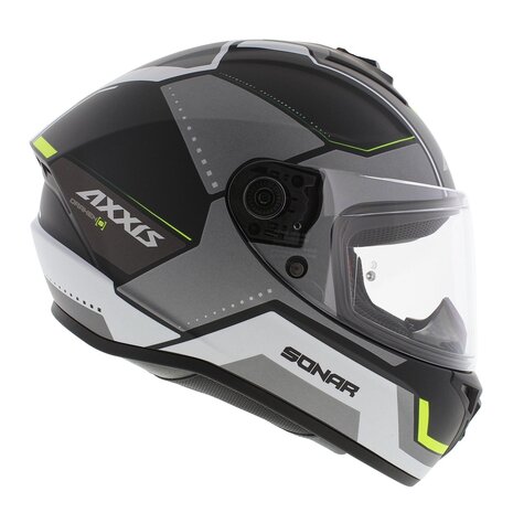 Axxis Draken S helm Sonar mat zwart grijs geel