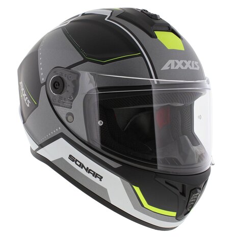 Axxis Draken S helm Sonar mat zwart grijs geel