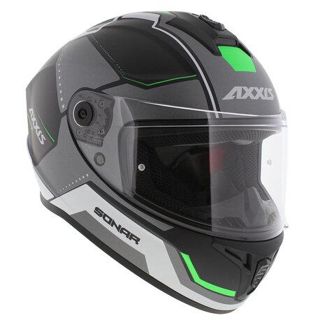 Axxis Draken S helm Sonar mat zwart grijs groen