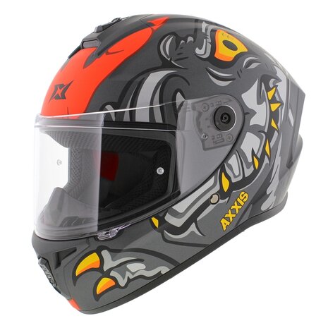 Axxis Draken S helm Dinotoon mat rood grijs