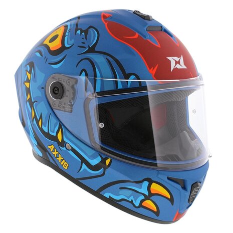 Axxis Draken S helm Dinotoon mat blauw