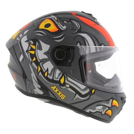 Axxis Draken S helm Dinotoon mat rood grijs