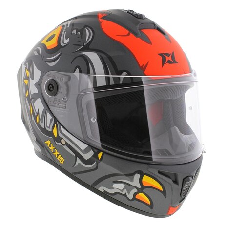 Axxis Draken S helm Dinotoon mat rood grijs