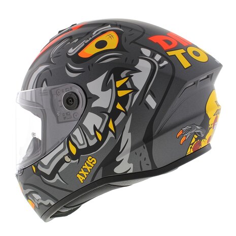 Axxis Draken S helm Dinotoon mat rood grijs