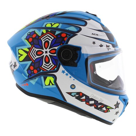 Axxis Draken S helm Star mat blauw wit