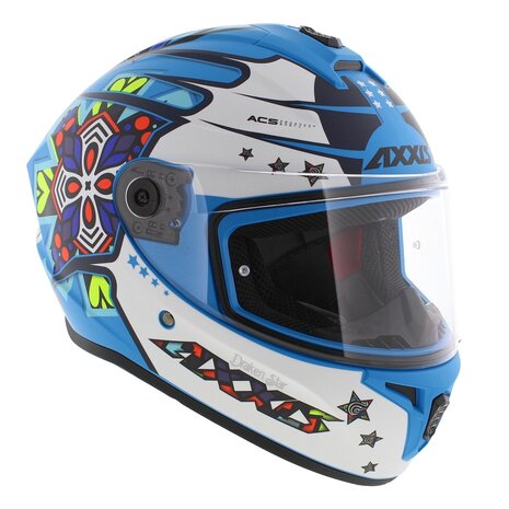 Axxis Draken S helm Star mat blauw wit
