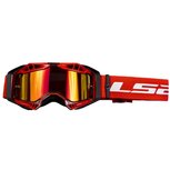 Crossbril LS2 Aura PRO rood met helder lens &amp; Pinlock 70 MaxVision + Spiegel lens + Laminated tear off kit
