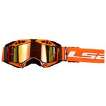 Crossbril LS2 Aura PRO oranje met helder lens &amp; Pinlock 70 MaxVision + Spiegel lens + Laminated tear off kit