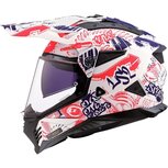 LS2 MX702 Pioneer II helm Fantasy wit rood blauw