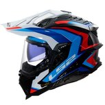 LS2 MX701 Explorer Carbon Adventure helm Frontier II glans wit blauw rood