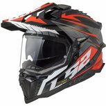LS2 MX701 Explorer Adventure helm Spire glans zwart titanium rood