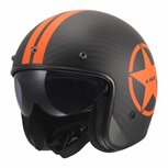 LS2 OF601 Bob II C Star mat zwart carbon oranje jet motorhelm