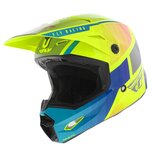 Fly Racing Kinetic kinder crosshelm Drift glans blauw geel grijs