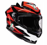 AGV K6 S Braven Motorhelm glans zwart rood wit
