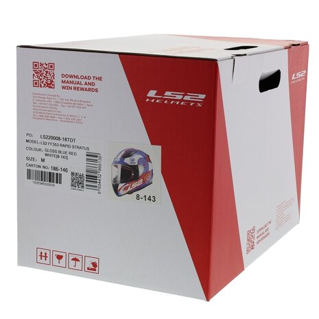 LS2 FF353 Rapid Stratus glans blauw rood wit