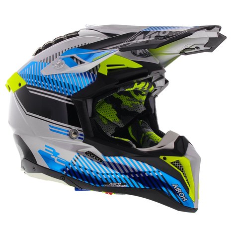 Airoh Aviator 3 AMS² Wave glans zilver blauw geel
