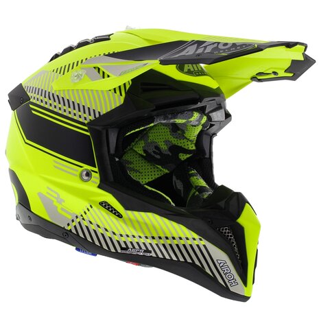 Airoh Aviator 3 AMS² Wave mat geel zwart grijs