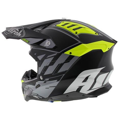 Airoh Aviator 3 AMS² Rampage mat zwart grijs fluo geel