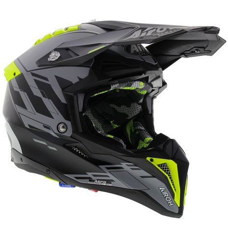 Airoh Aviator 3 AMS² Rampage mat zwart grijs fluo geel
