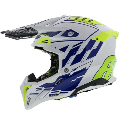 Airoh Aviator 3 AMS² Rampage glans blauw wit fluo geel