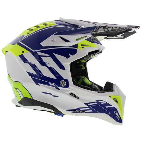 Airoh Aviator 3 AMS² Rampage glans blauw wit fluo geel