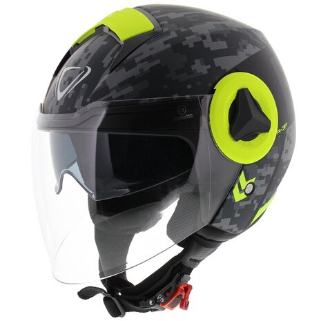 Vemar Breeze jethelm Camo mat zwart grijs fluor geel