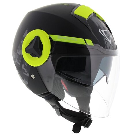 Vemar Breeze jethelm Camo mat zwart grijs fluor geel