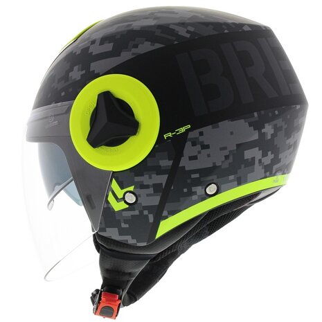Vemar Breeze jethelm Camo mat zwart grijs fluor geel