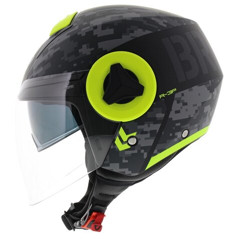 Vemar Breeze jethelm Camo mat zwart grijs fluor geel