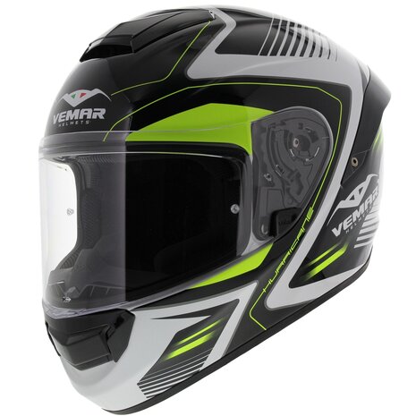 Vemar Motorhelm Hurricane Laser glans wit geel zwart