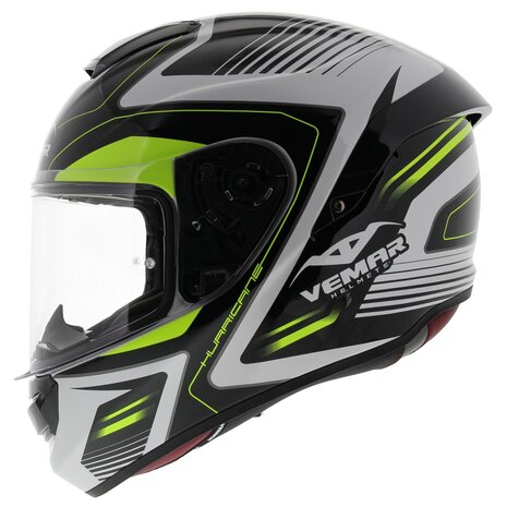 Vemar Motorhelm Hurricane Laser glans wit geel zwart