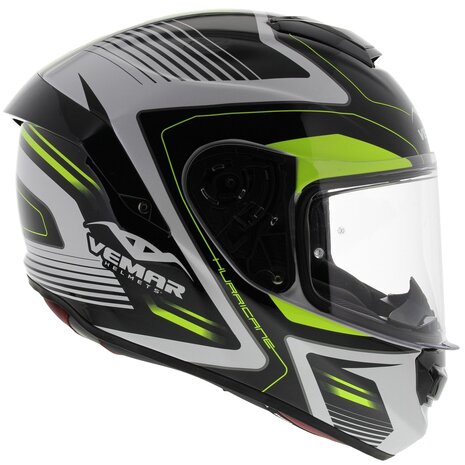 Vemar Motorhelm Hurricane Laser glans wit geel zwart