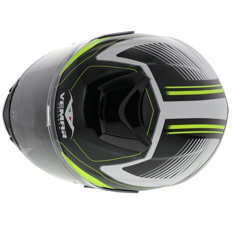 Vemar Motorhelm Hurricane Laser glans wit geel zwart