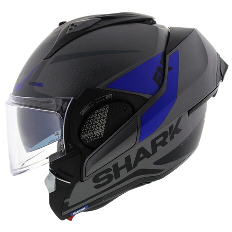 Shark EVO-GT Encke mat antraciet blauw systeemhelm motorhelm -  Helmspecialist