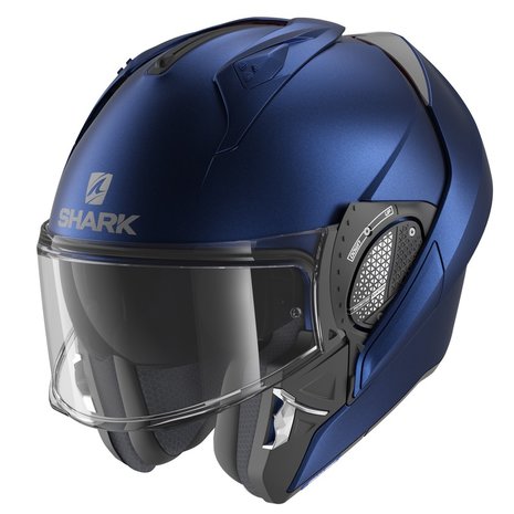 blauwe motorhelm