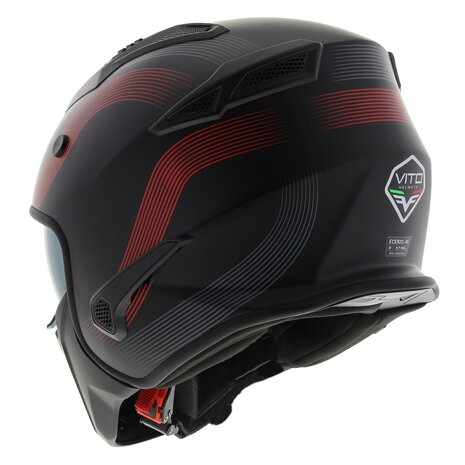 Vito Jet Bruzano helm mat zwart rood