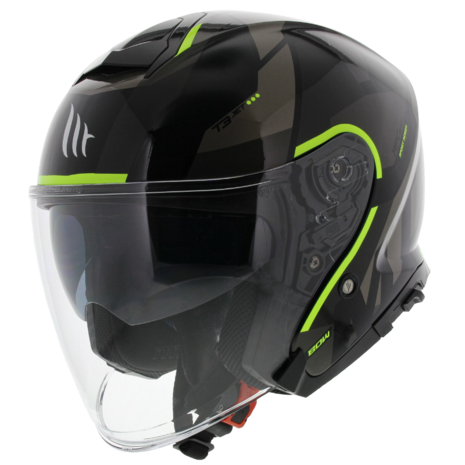 MT Thunder 3 SV Jet helm Bow glans zwart geel - Maat S