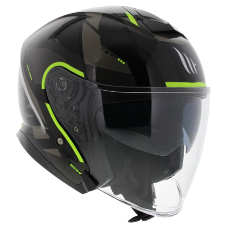 MT Thunder 3 SV Jet helm Bow glans zwart geel - Maat S