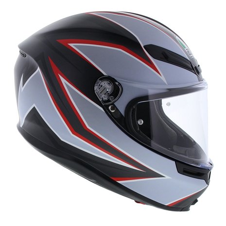 AGV K6 Flash Motorhelm Mat Zwart Rood Zilver