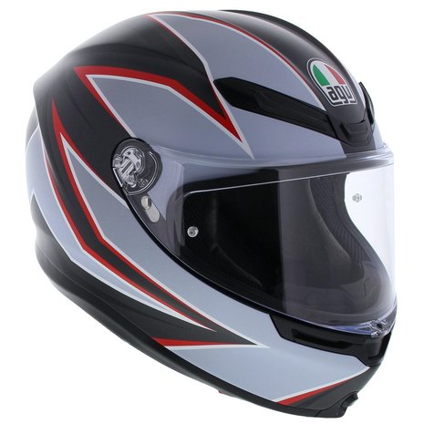 AGV K6 Flash Motorhelm Mat Zwart Rood Zilver