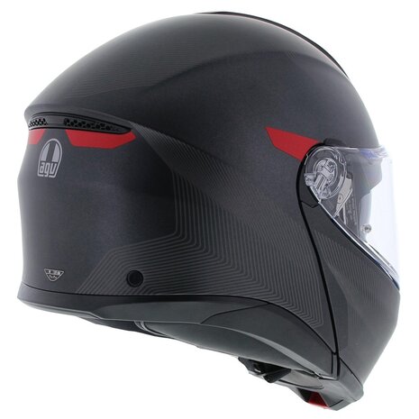 AGV Tourmodular motorhelm Frequency mat titanium rood systeemhelm - Maat XXL