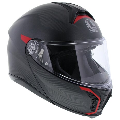 AGV Tourmodular motorhelm Frequency mat titanium rood systeemhelm - Maat XXL