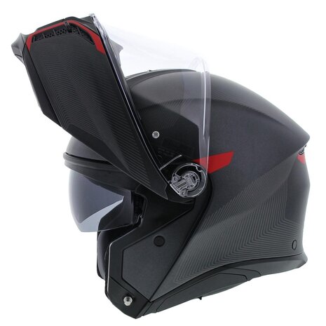 AGV Tourmodular motorhelm Frequency mat titanium rood systeemhelm - Maat XXL