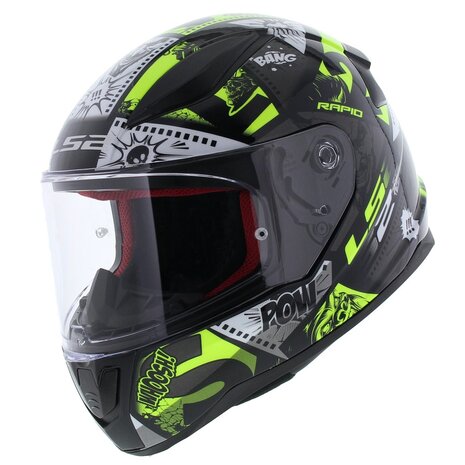 Kinderhelm LS2 FF353 Rapid mini Vignette glans zwart fluor geel - Maat kinder S / 47-48 CM