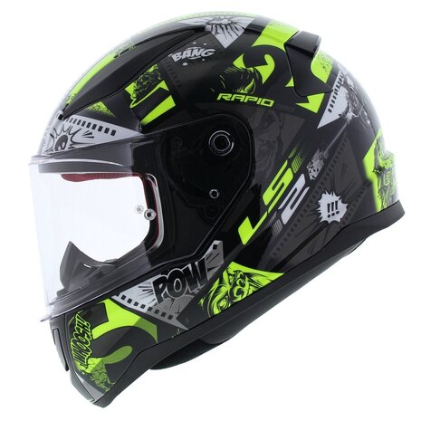 Kinderhelm LS2 FF353 Rapid mini Vignette glans zwart fluor geel - Maat kinder S / 47-48 CM