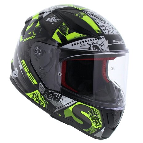 Kinderhelm LS2 FF353 Rapid mini Vignette glans zwart fluor geel - Maat kinder S / 47-48 CM