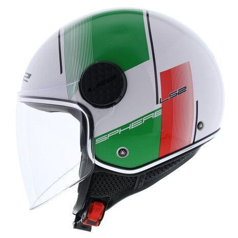 LS2 OF558 Jethelm Sphere Lux Firm glans wit groen rood italia - Maat XS